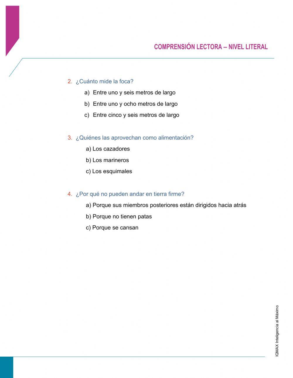 NIÑOS COMPRENSIÓN LITERAL