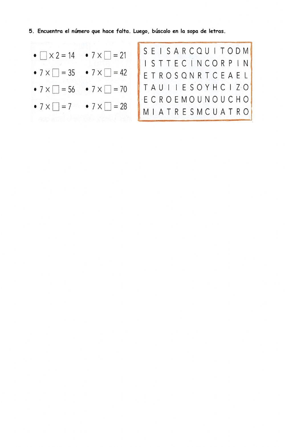 Taller tabla del 6 y del 7