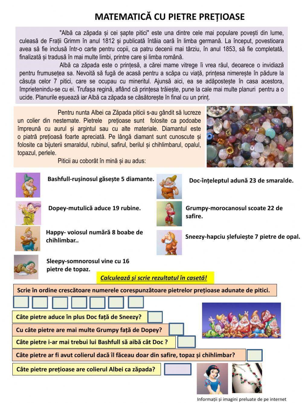 Matematica cu pietre prețioase-clasa I, clasa a II a