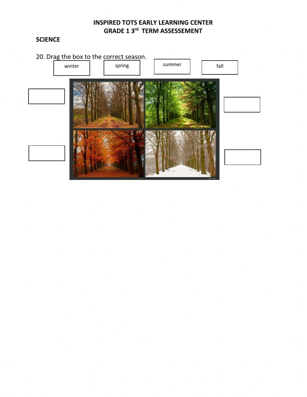 1st Grade Science End of Year Assessement 