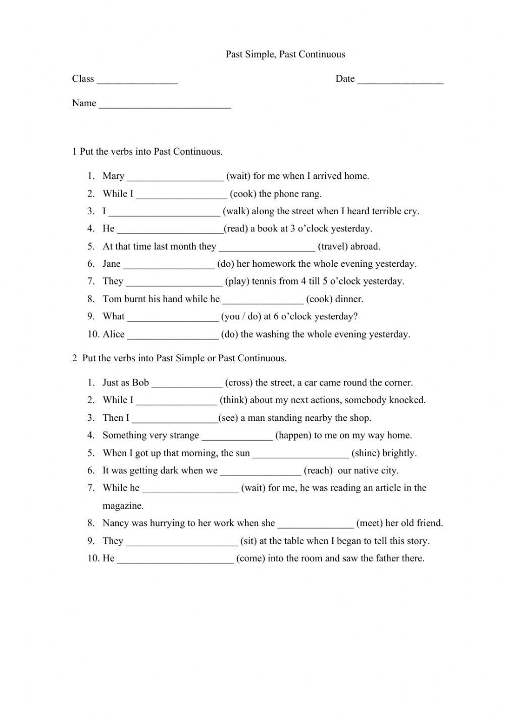 Past Simple, Past Continuous