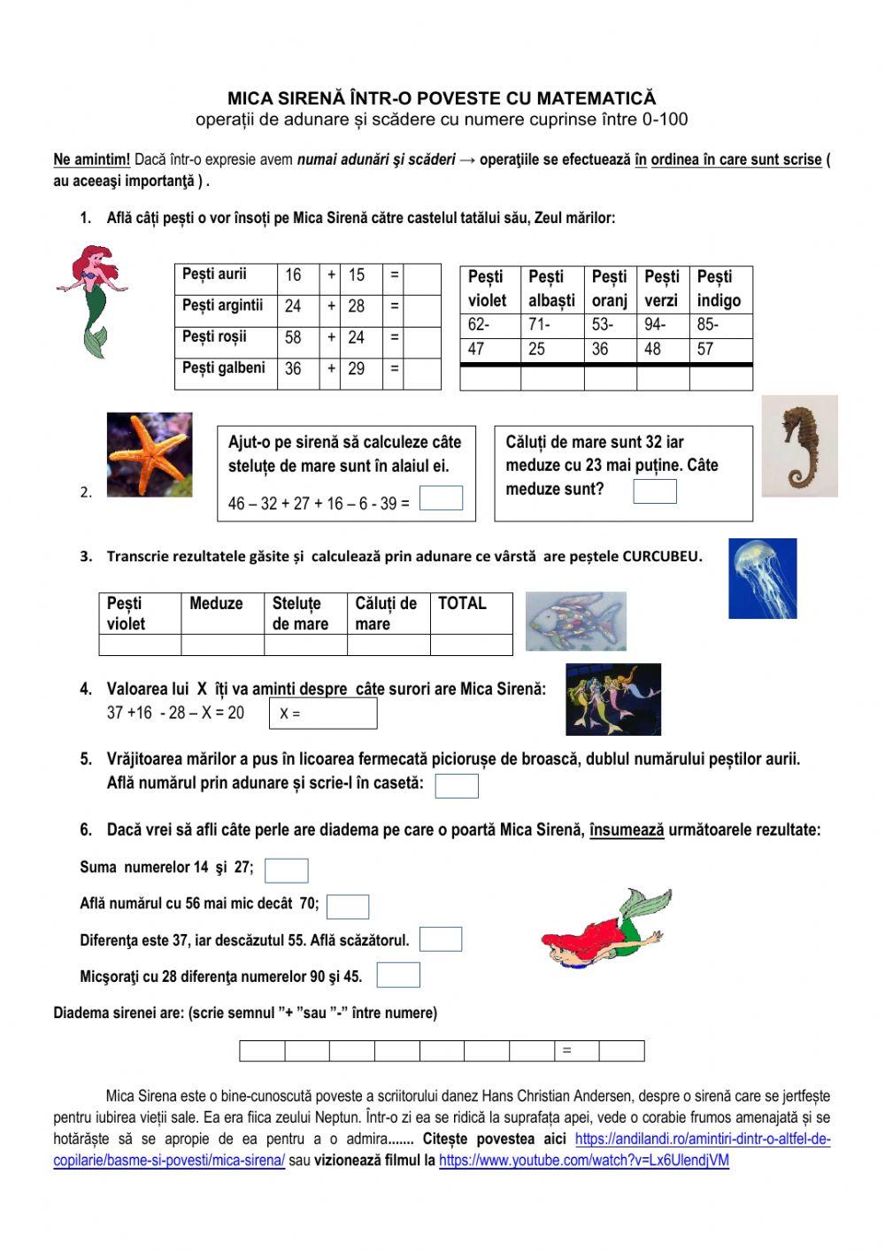 Mica Sirenă într-o poveste de matematică
