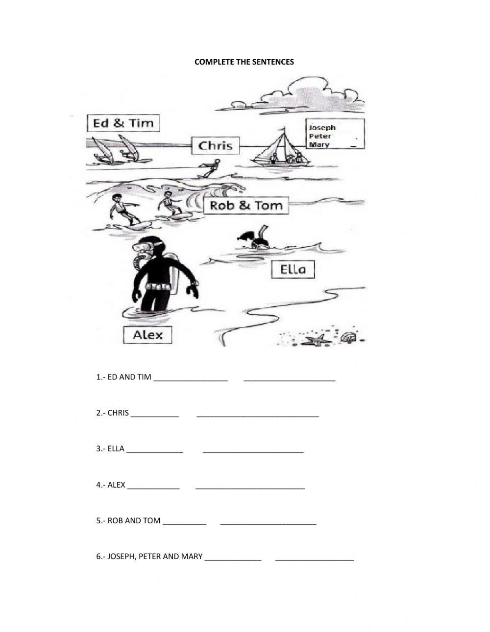 Present continuous water sports