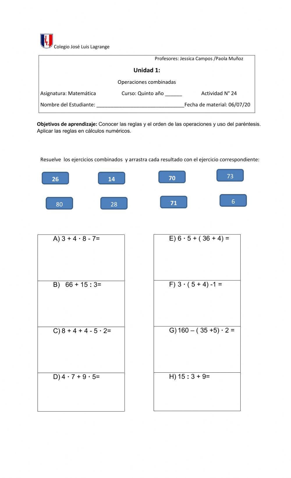 Prioridad en las operaciones