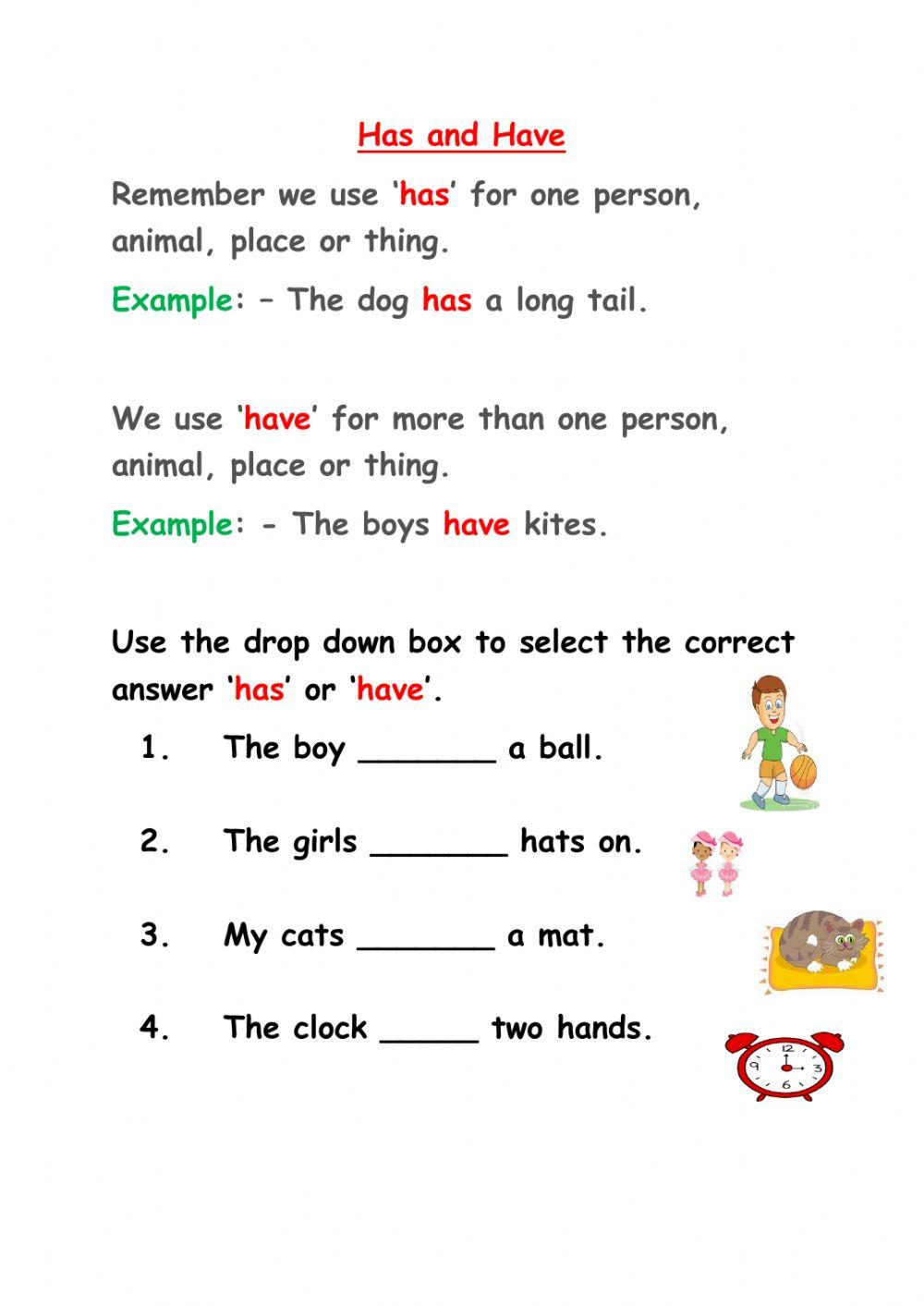 Has and Have Worksheet 2 5872001 | Caroline Rose-Ann