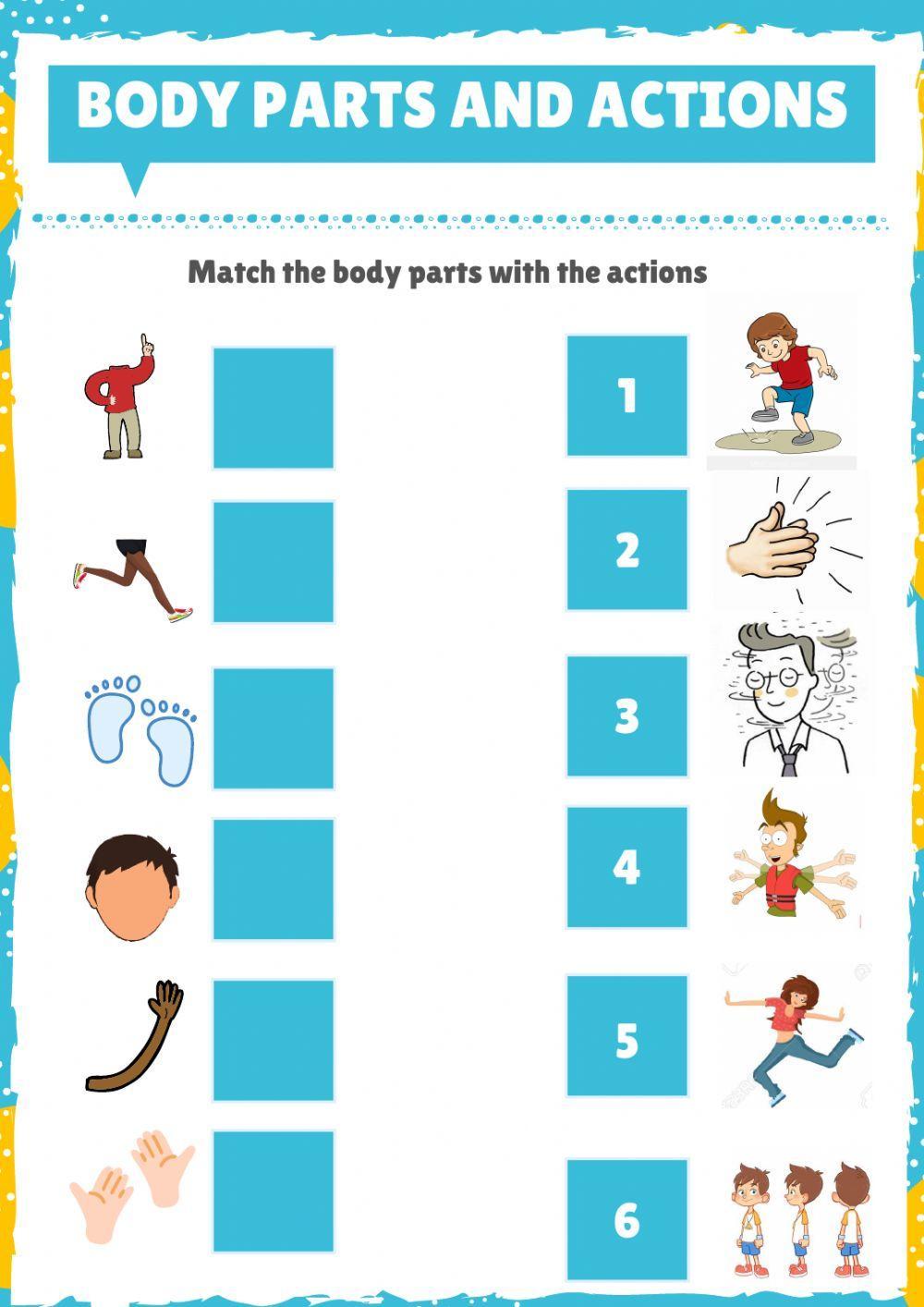 Drag and drop body parts and actions