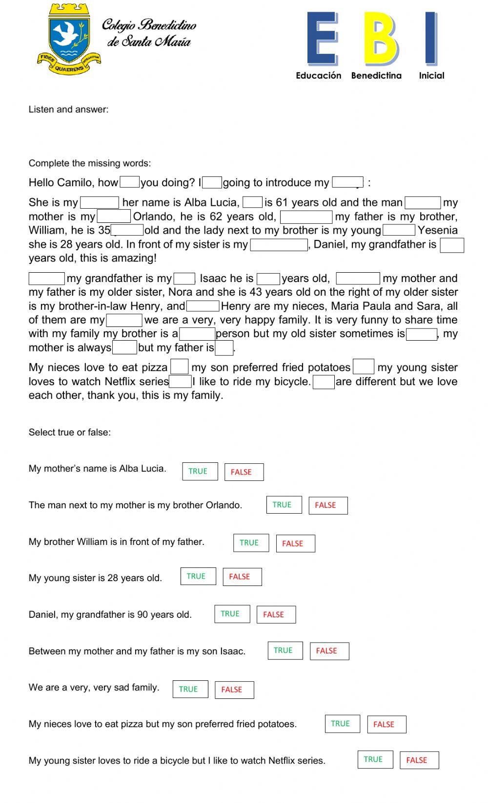 Listening and speaking practice