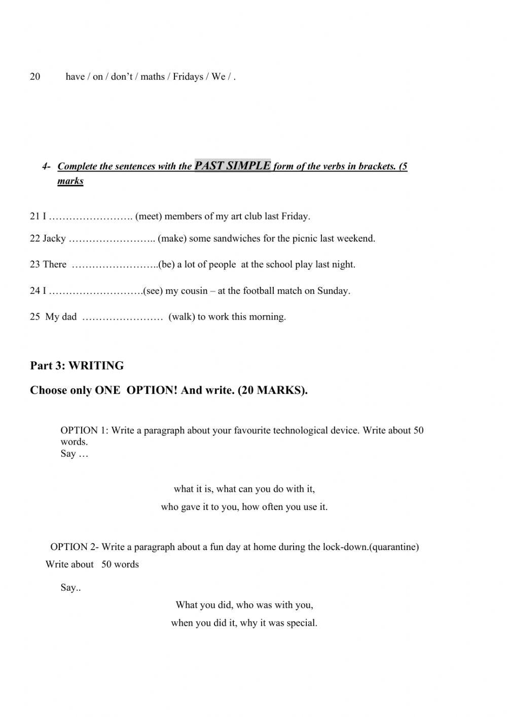 MID YEAR TEST 2 CH TEENS 2020