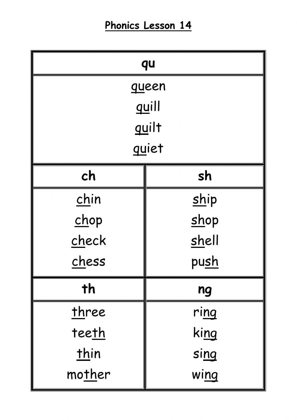 Phonics 14 worksheet | Live Worksheets