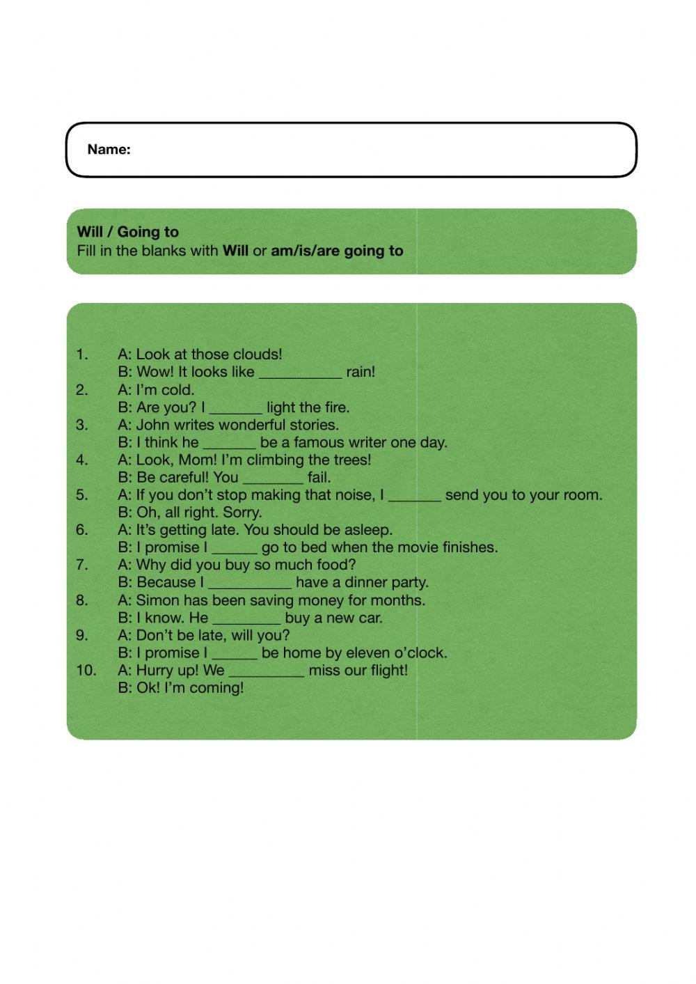 Grammar. Will-going to