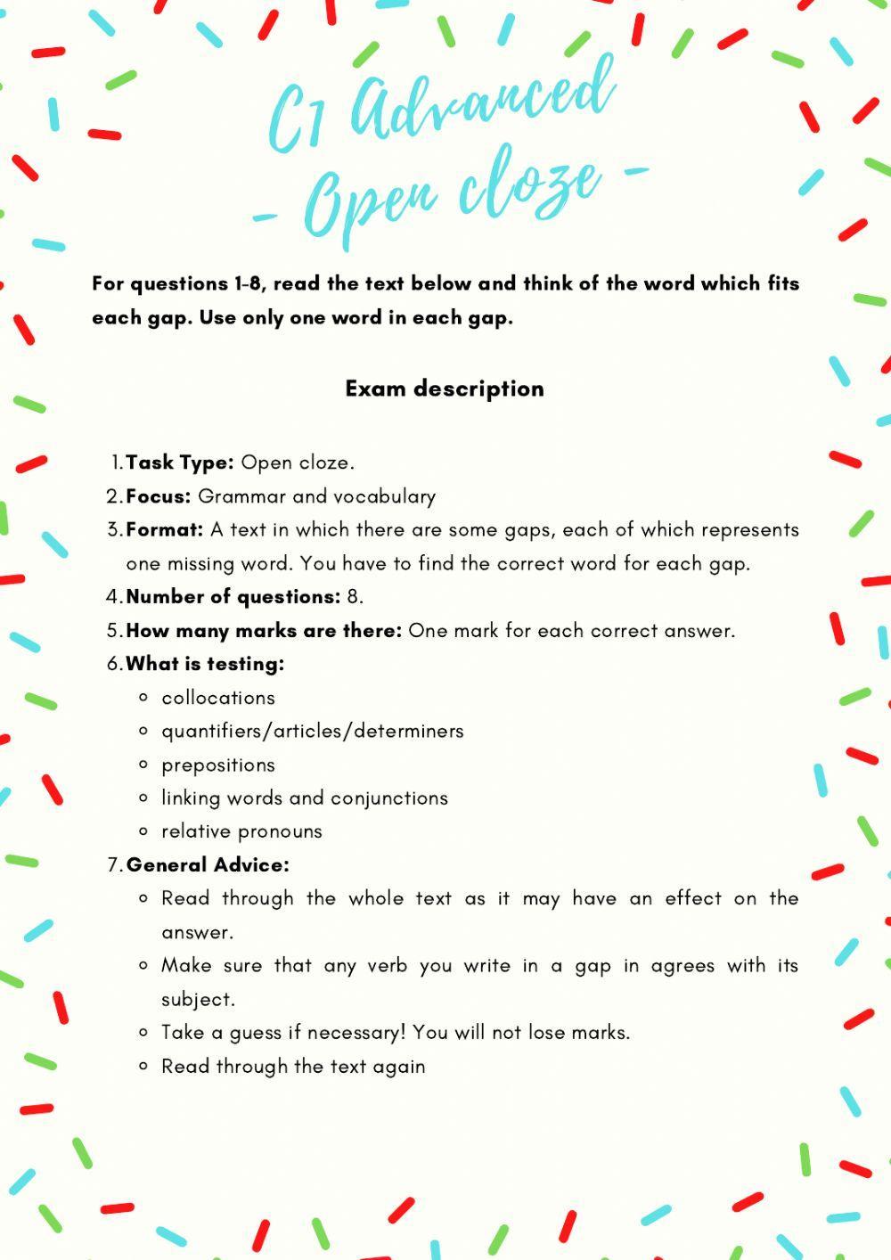 C1 Advanced - Open Cloze (2ndJuly)