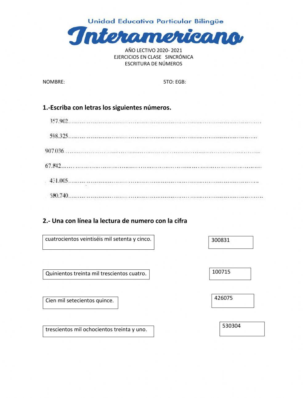 Escritura de números