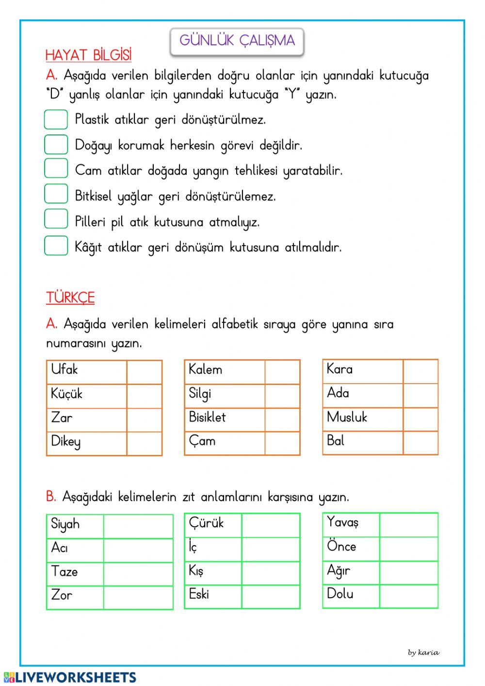 Günlük çalışma 44