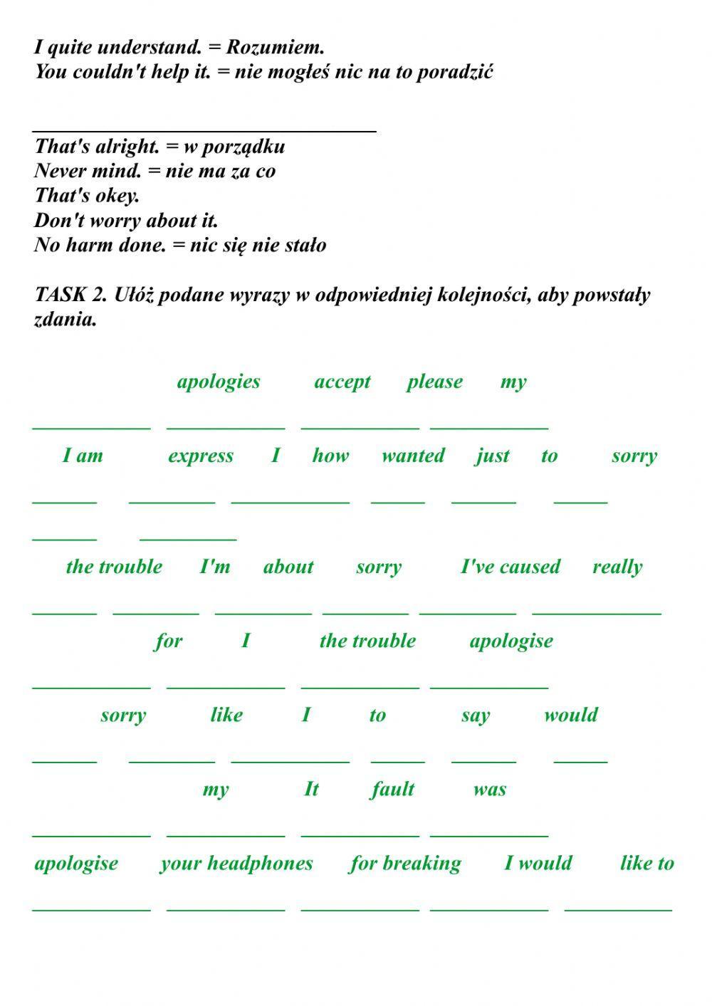 Funkcje językowe - przepraszanie