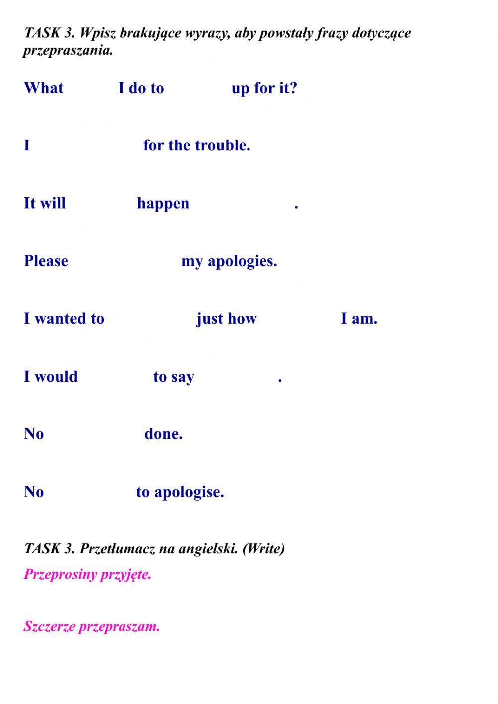 Funkcje językowe - przepraszanie