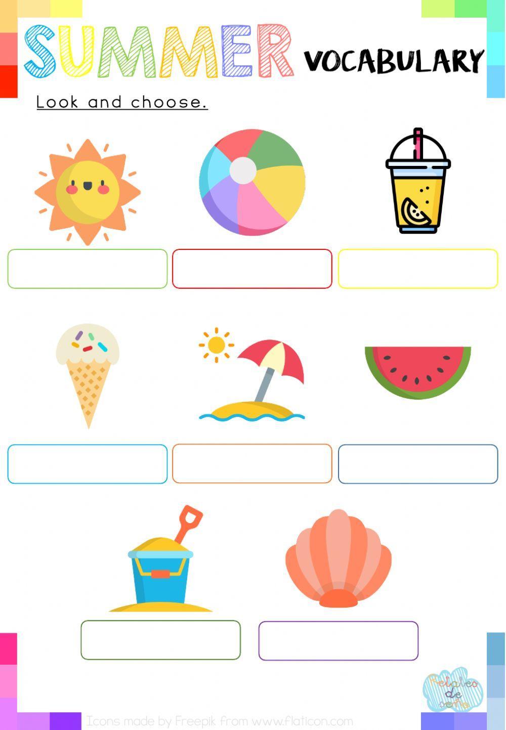 Look and choose: Summer Vocabulary
