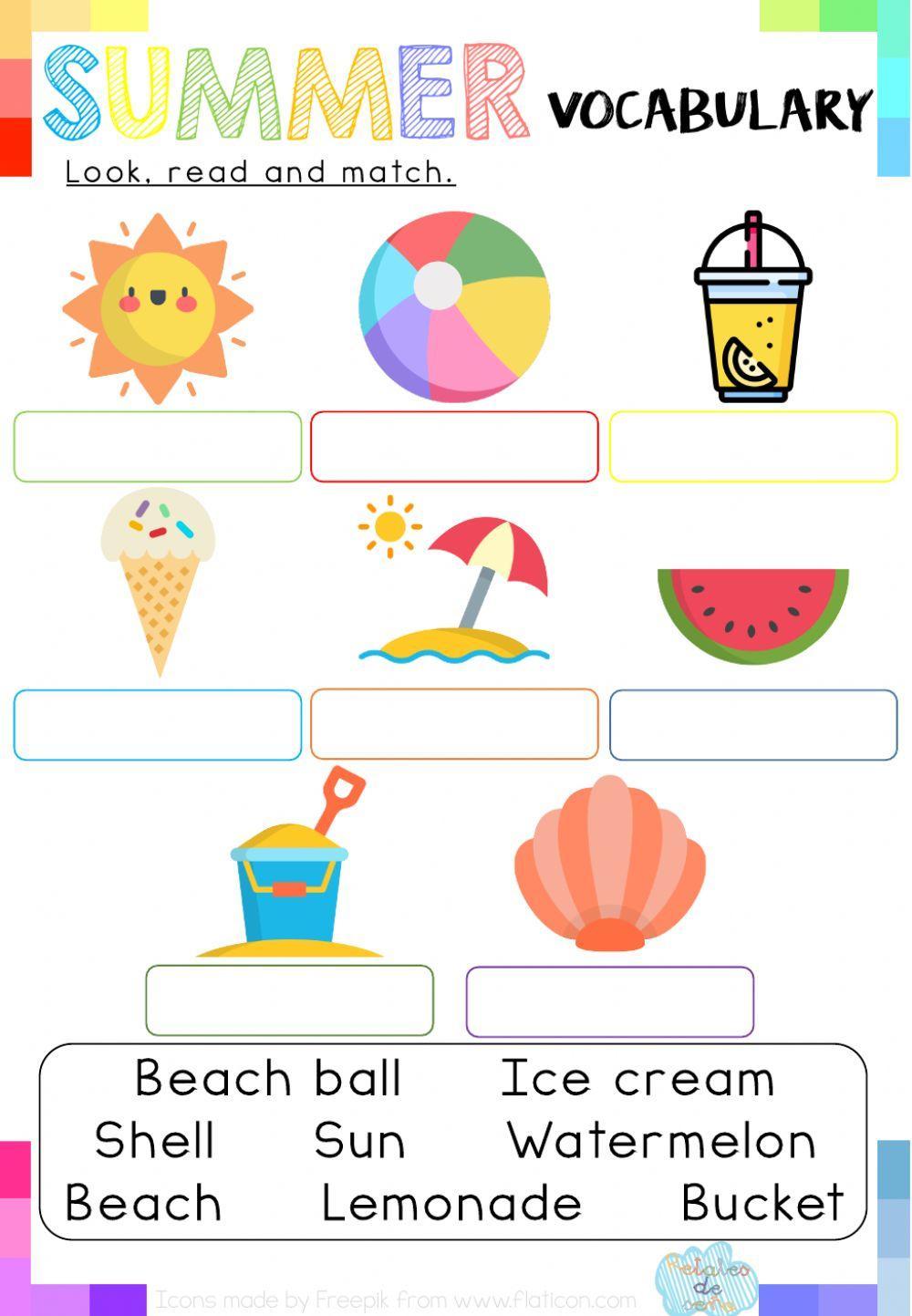 Look, read and match: Summer Vocabulary