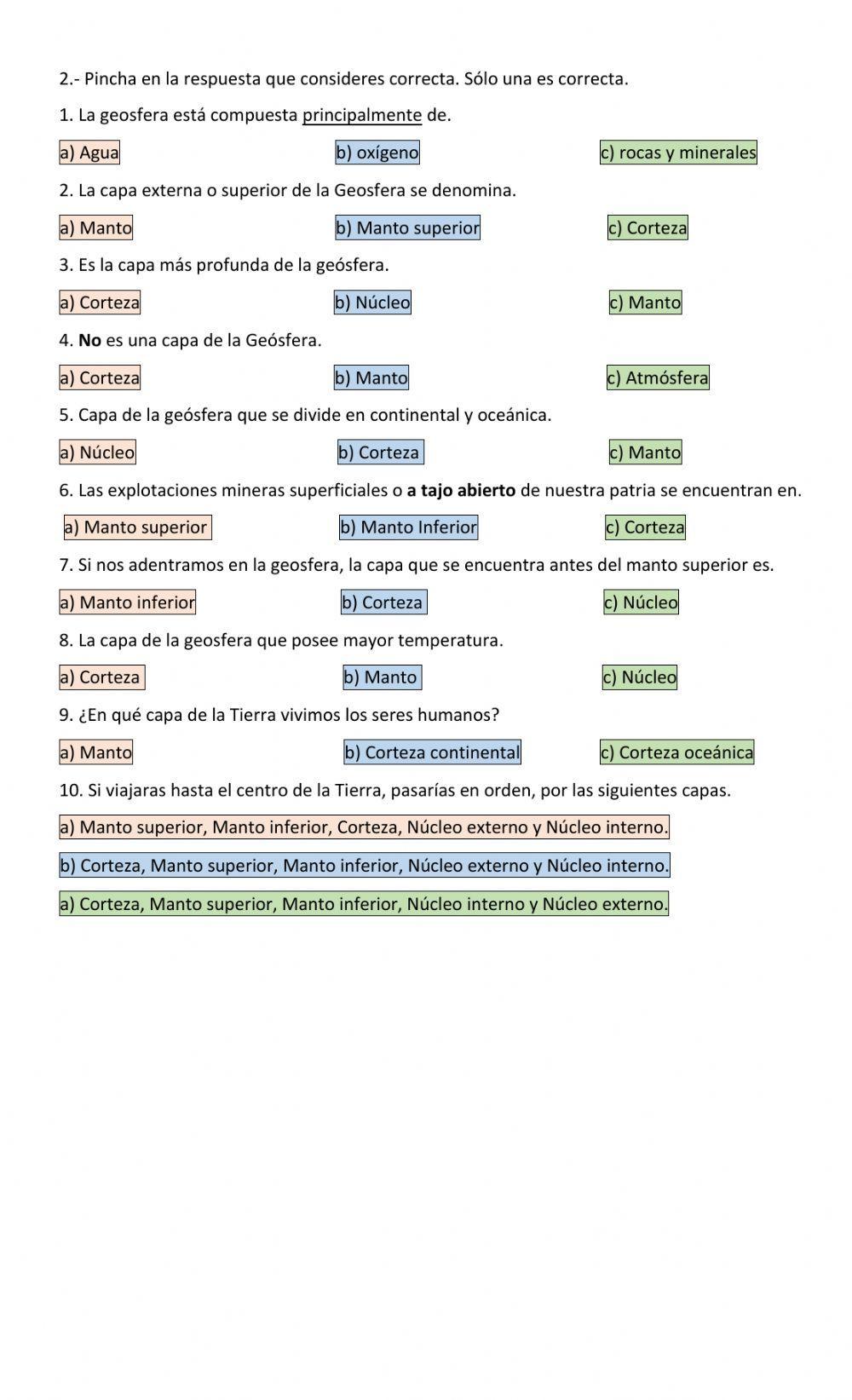 Las capas de la Geosfera