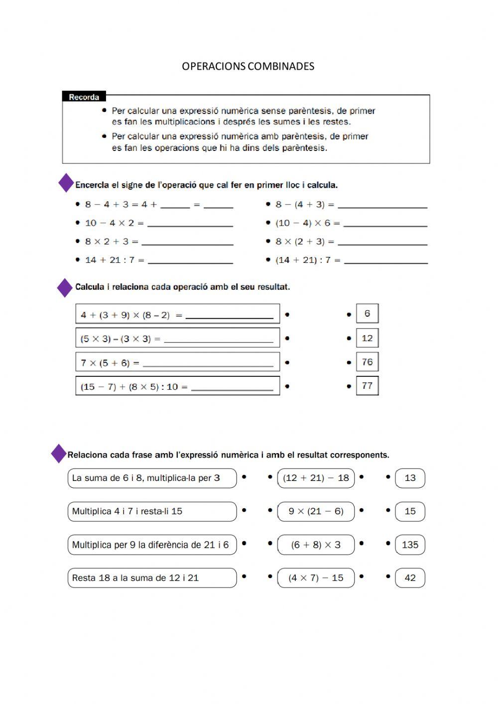Operacions combinades