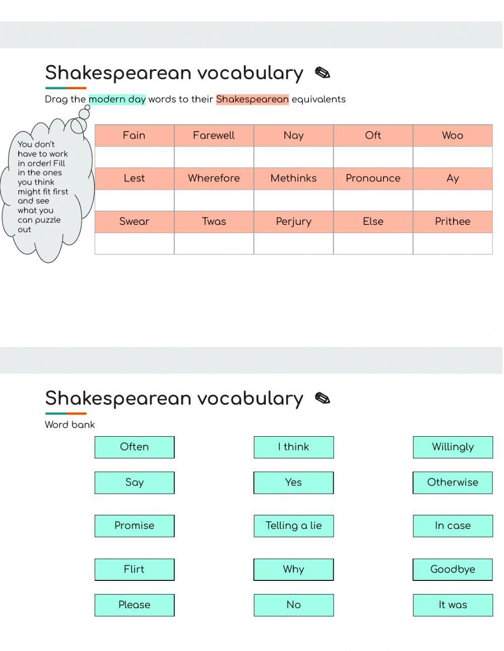 Introduction To Shakespearean Language Interactive Worksheet introduction-to-shakespearean-language-interactive-worksheet