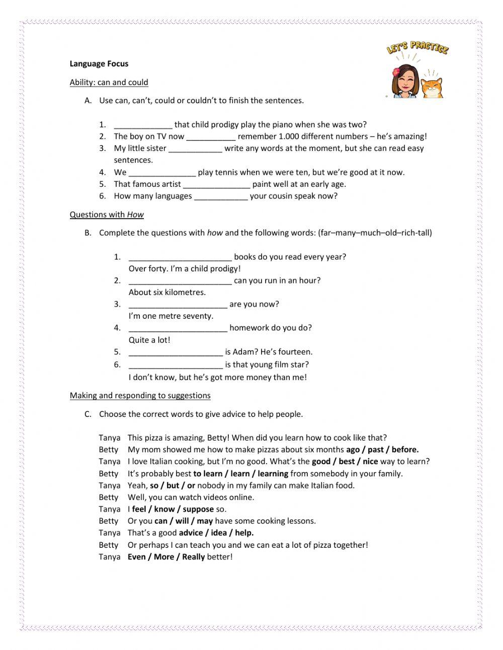 Can and could for abilities