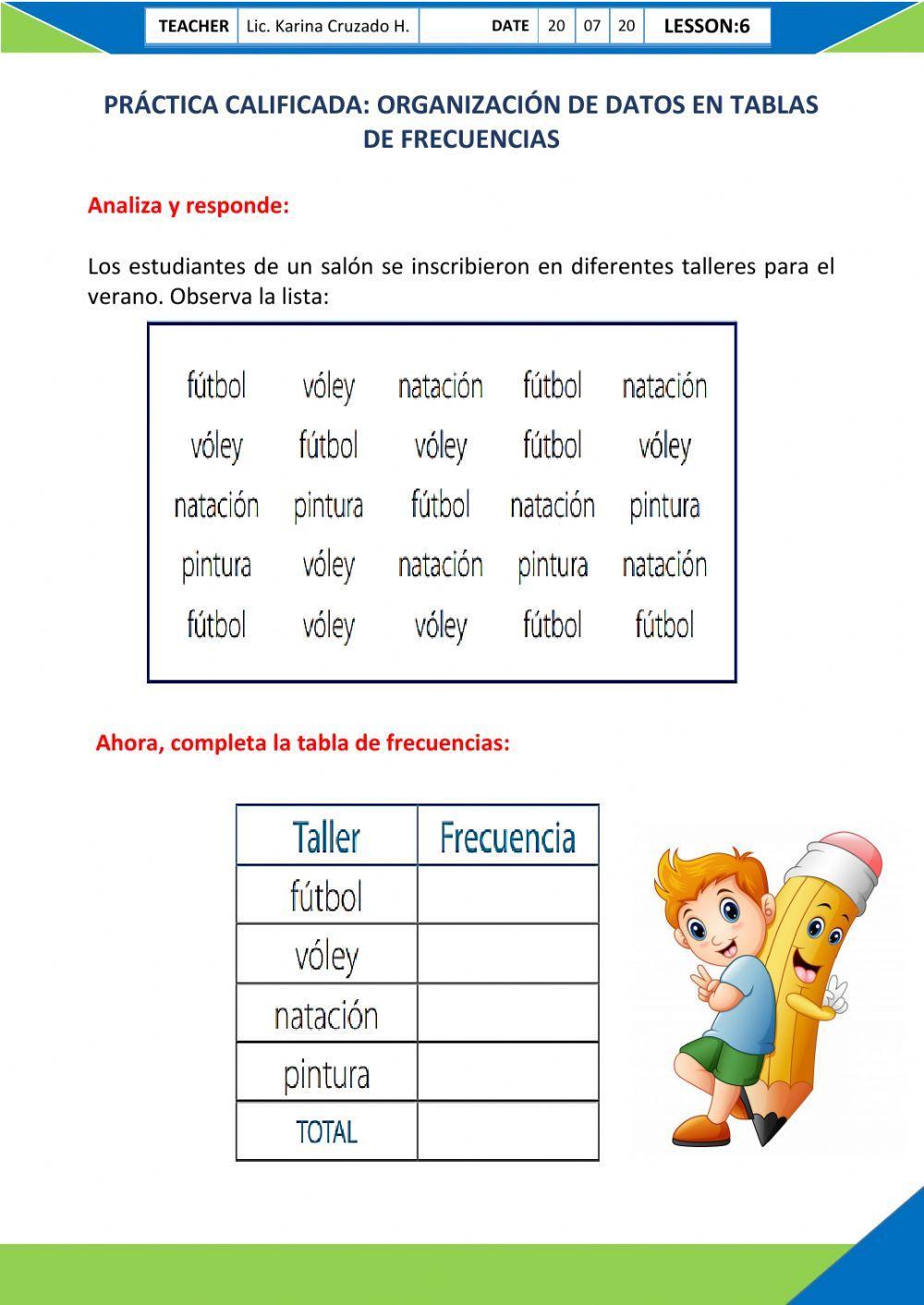 306302 tabla de frecuencia kacru liveworksheets