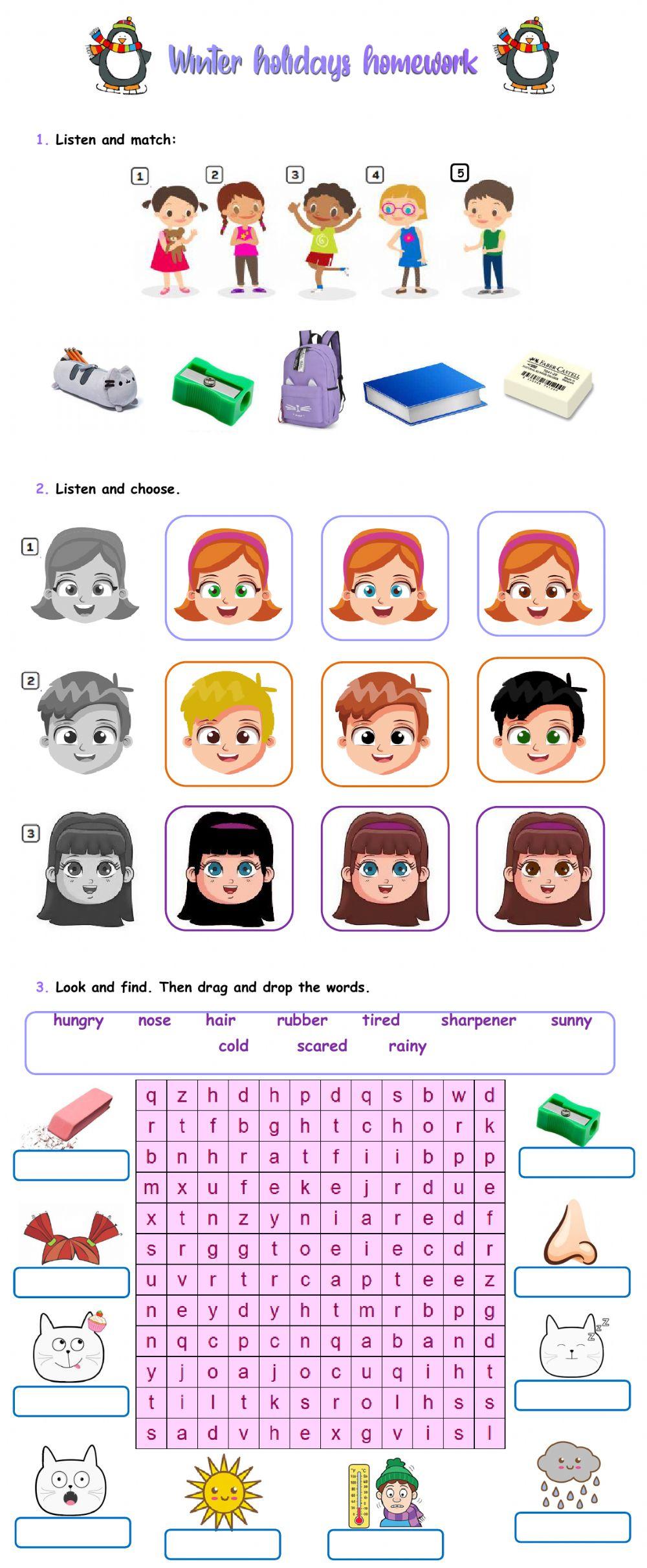 Starter - Winter holidays homework Starter - Winter holidays homework