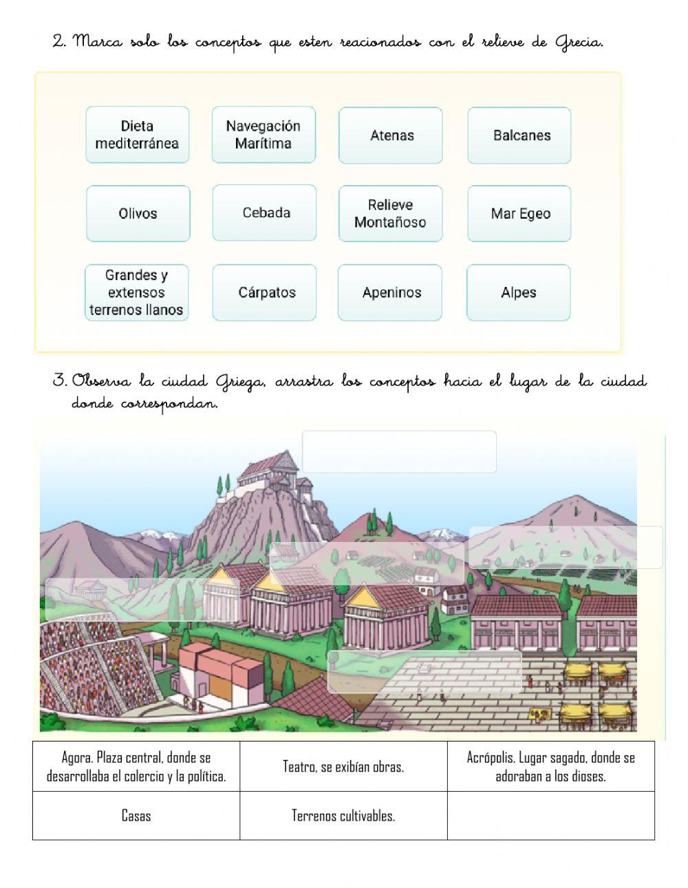 Relieve y ciudad griega