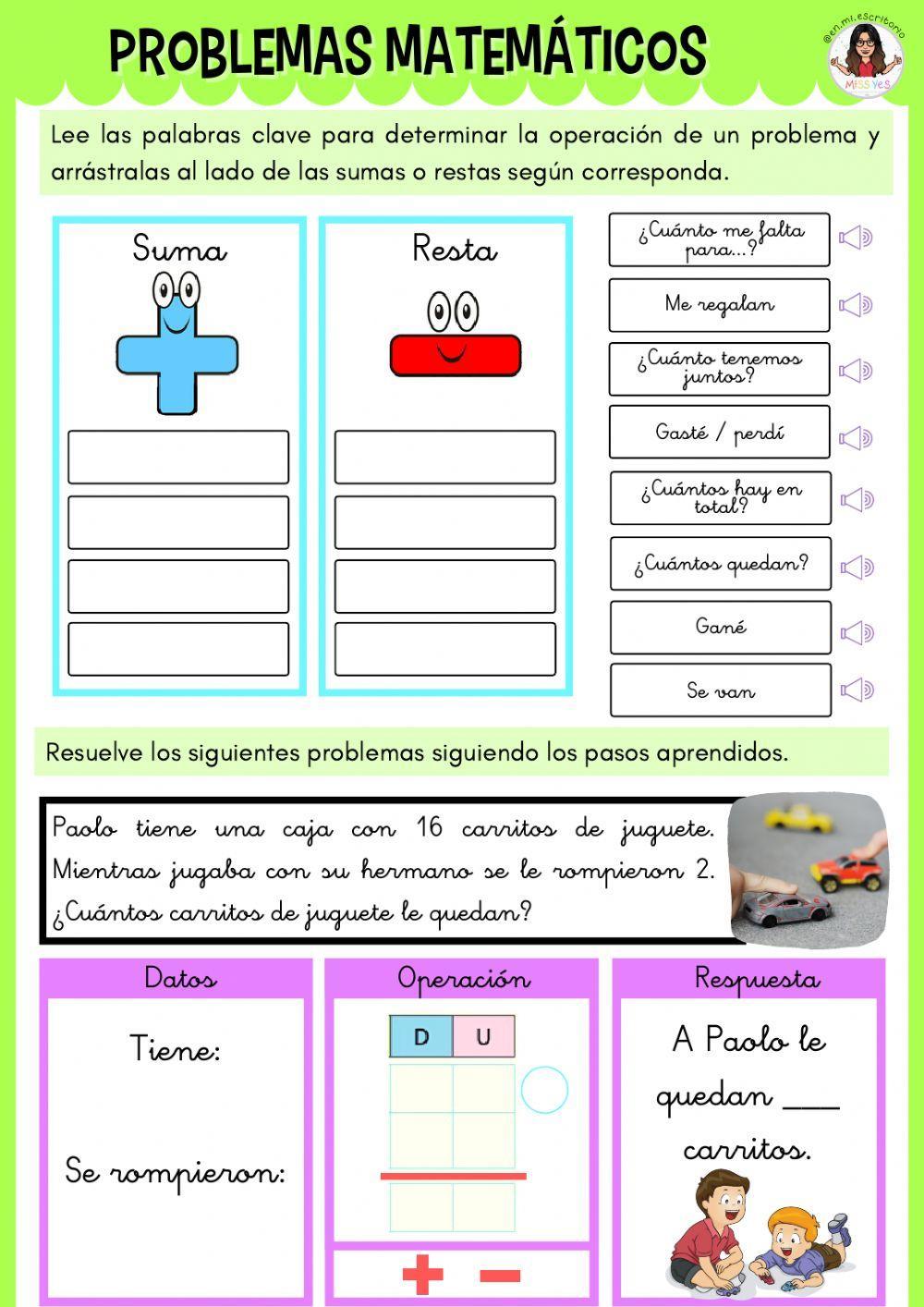 Problemas matemáticos hasta el 20