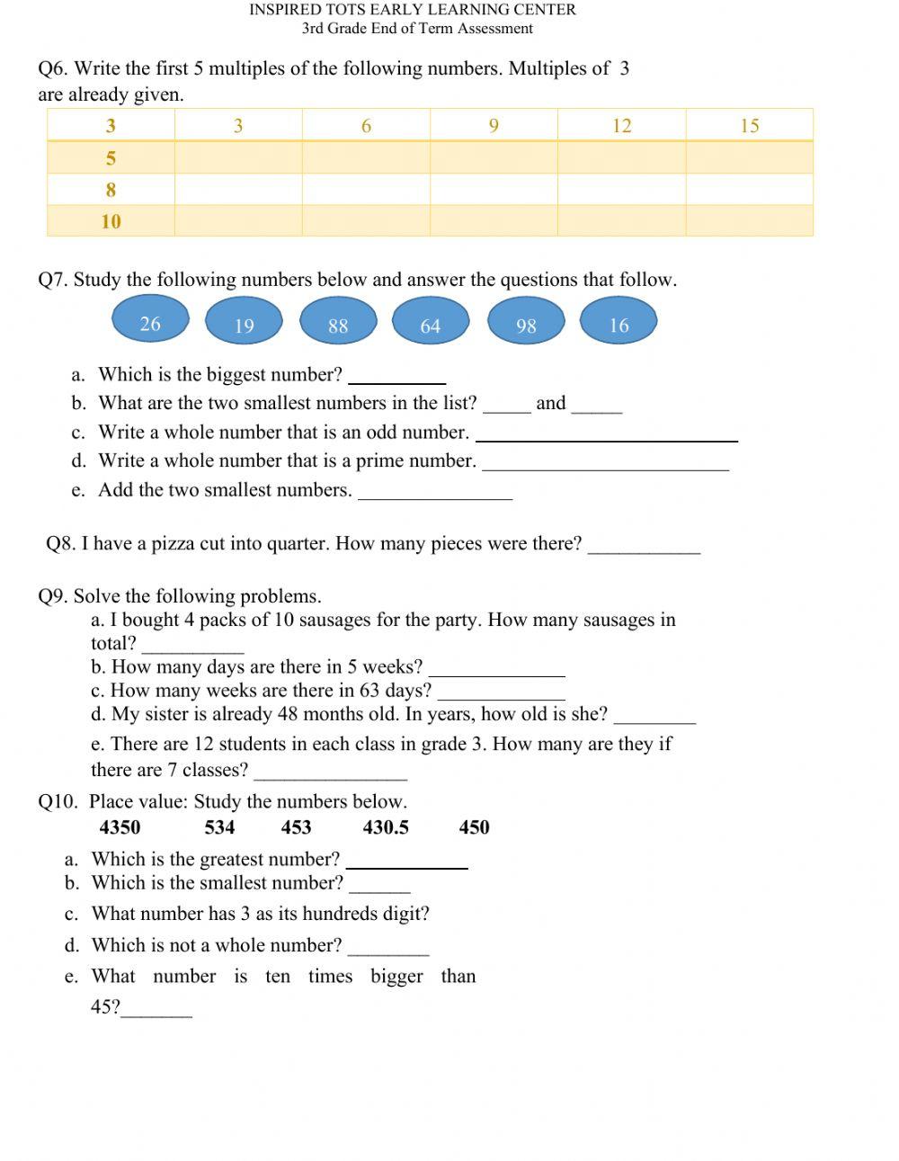 Mathematics Assessment