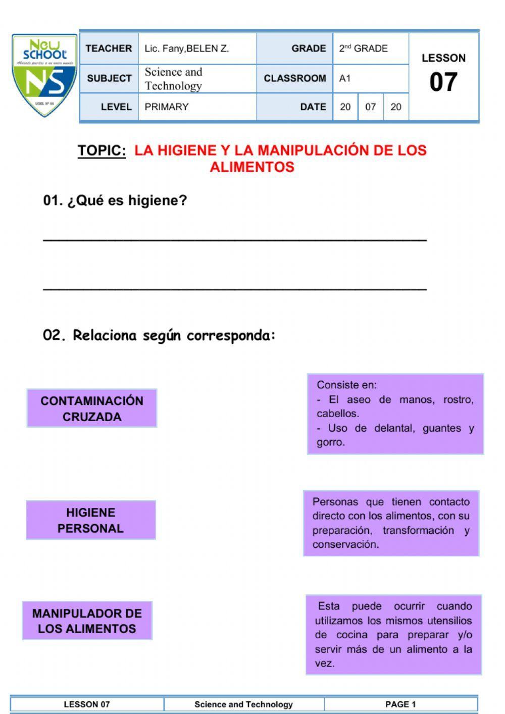 Higiene y manipulación de los alimentos