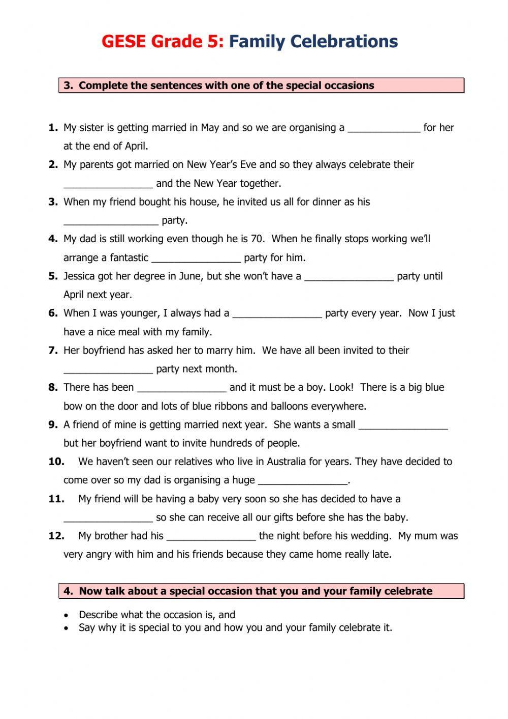 GESE Grade 5 - Family celebrations