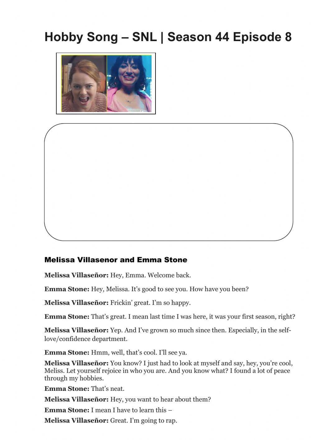 English. Hobbies Song Activity