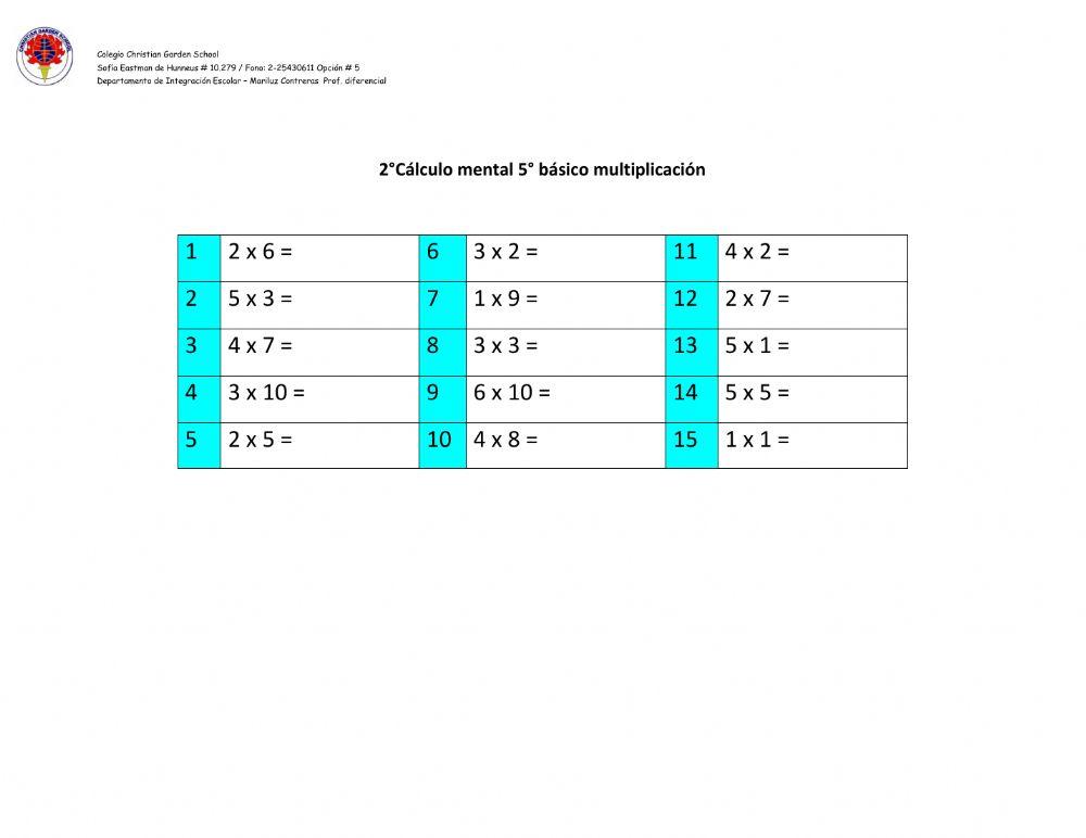 Cálculo mental n°2