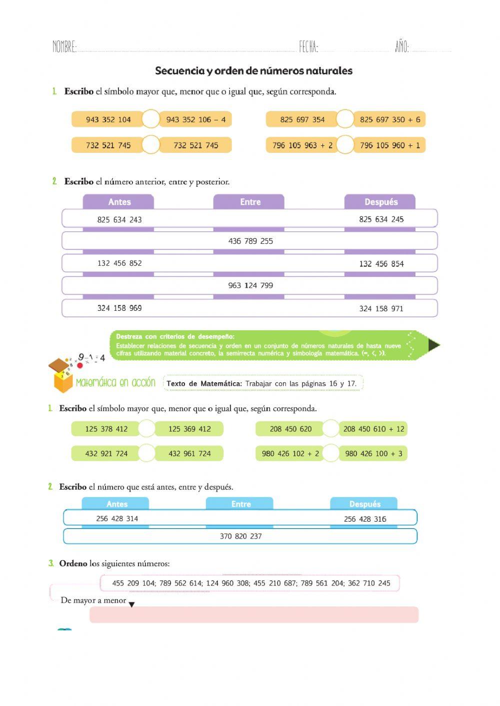 Comparación de números naturales