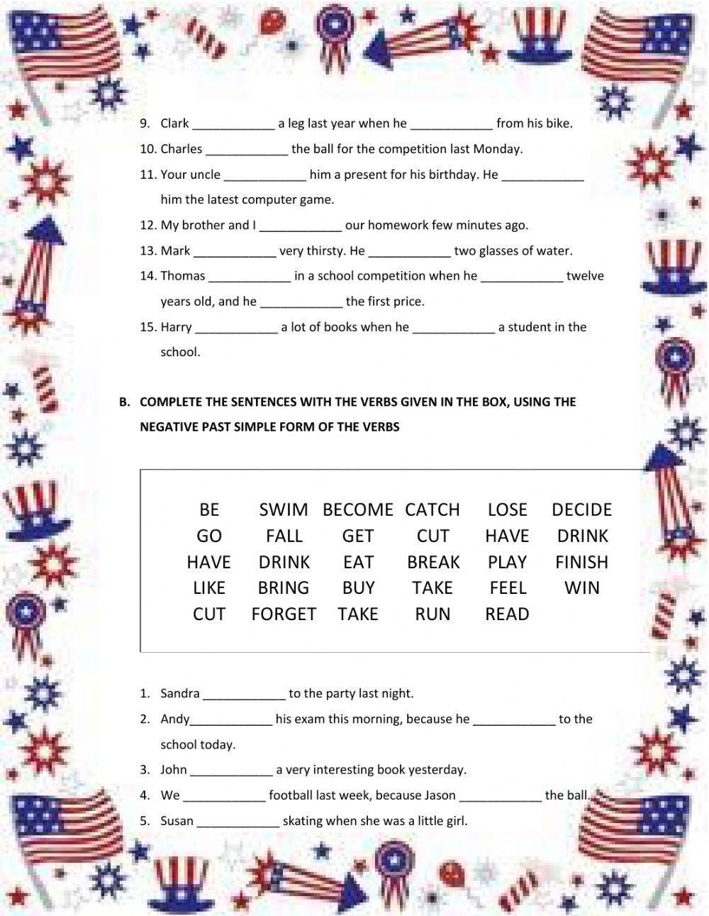 Past simple tense Past simple tense