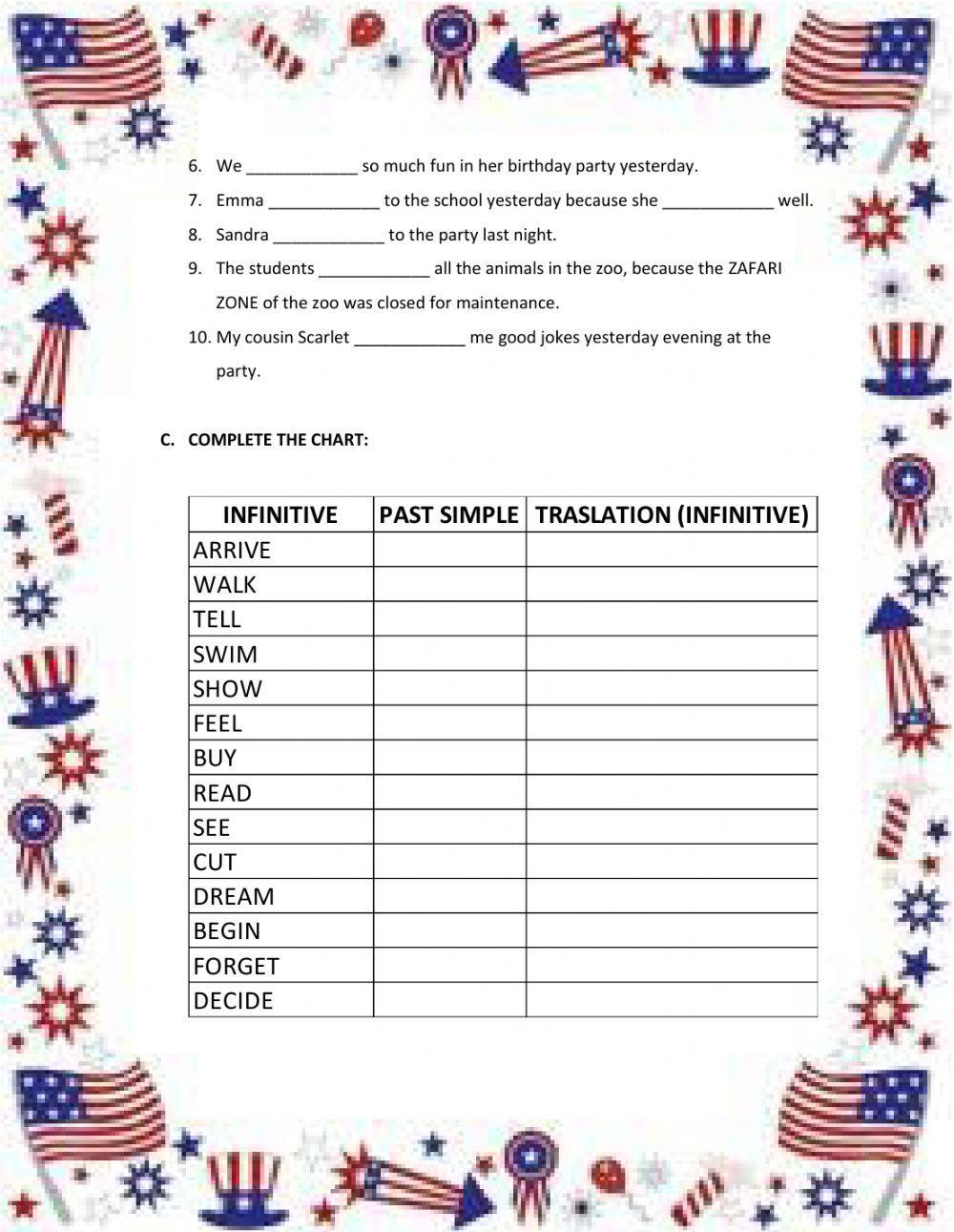 Past simple tense Past simple tense