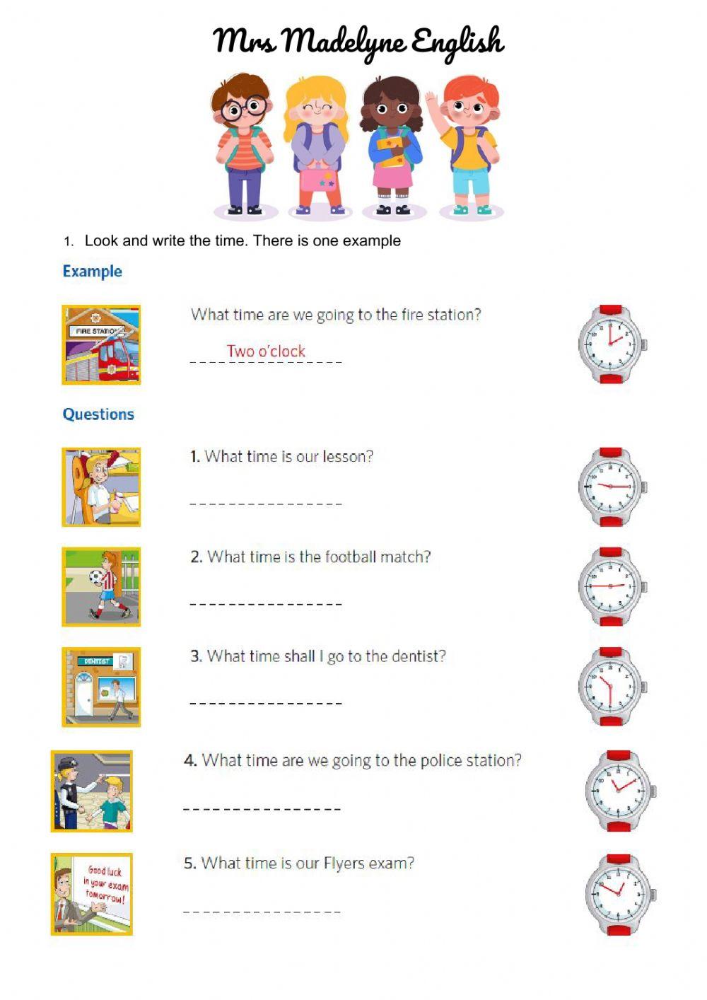The time interactive activity for primaria Live Worksheets