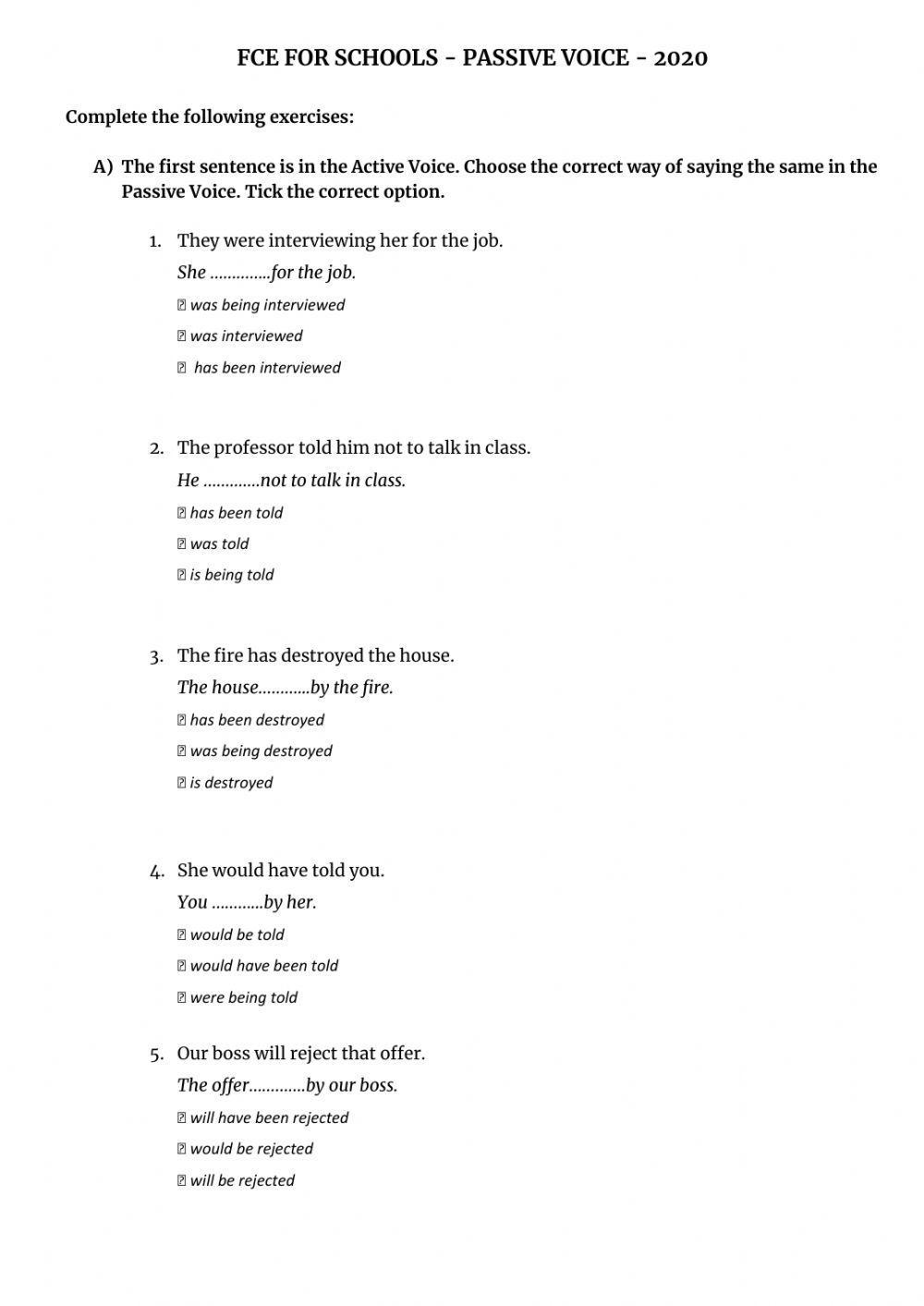 Passive voice - Practice