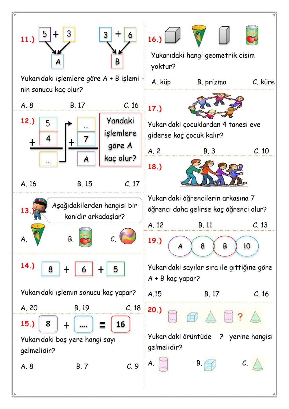 Matematik dönem değerlendirme 5
