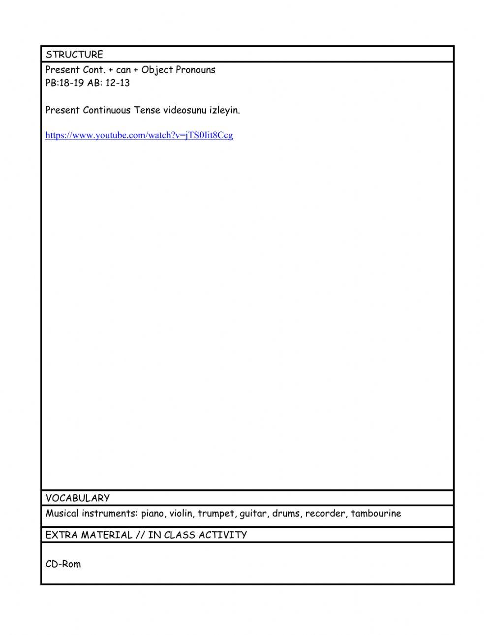 Level 3 Week 4 weekly plan