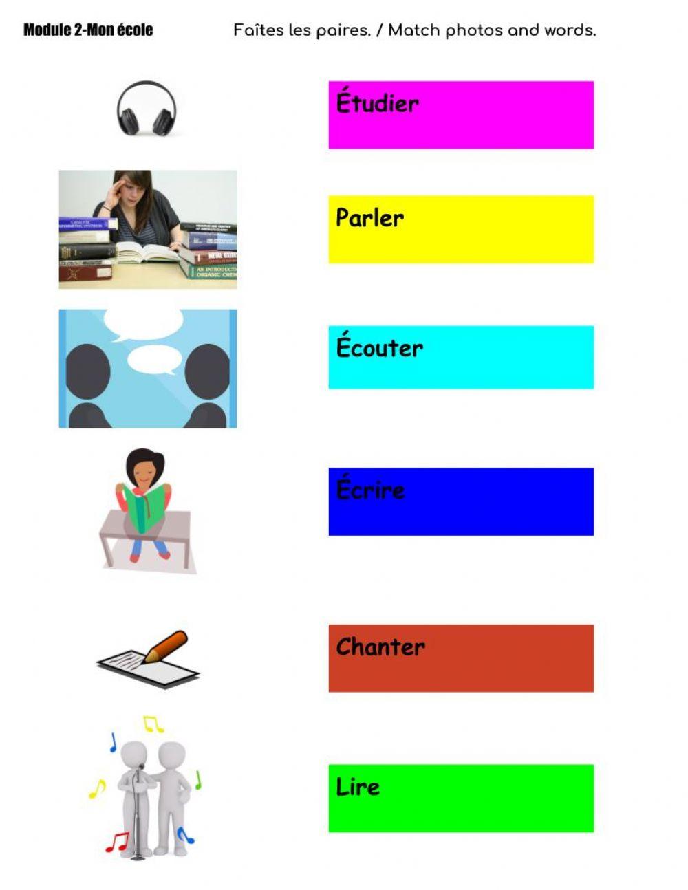 Les verbes  scolaires