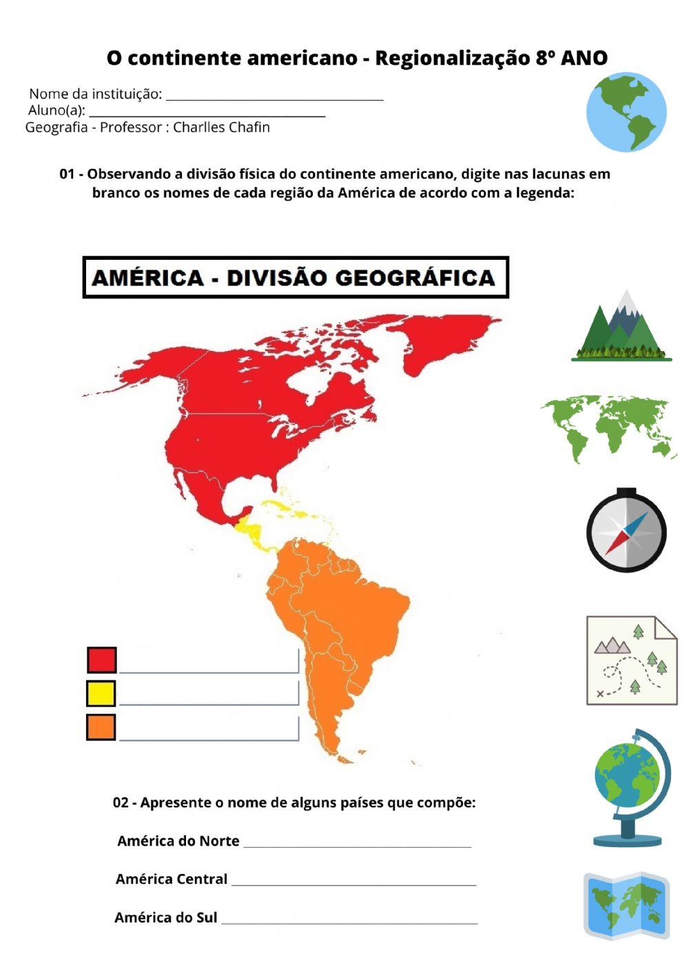 O continente Americano - regionalização