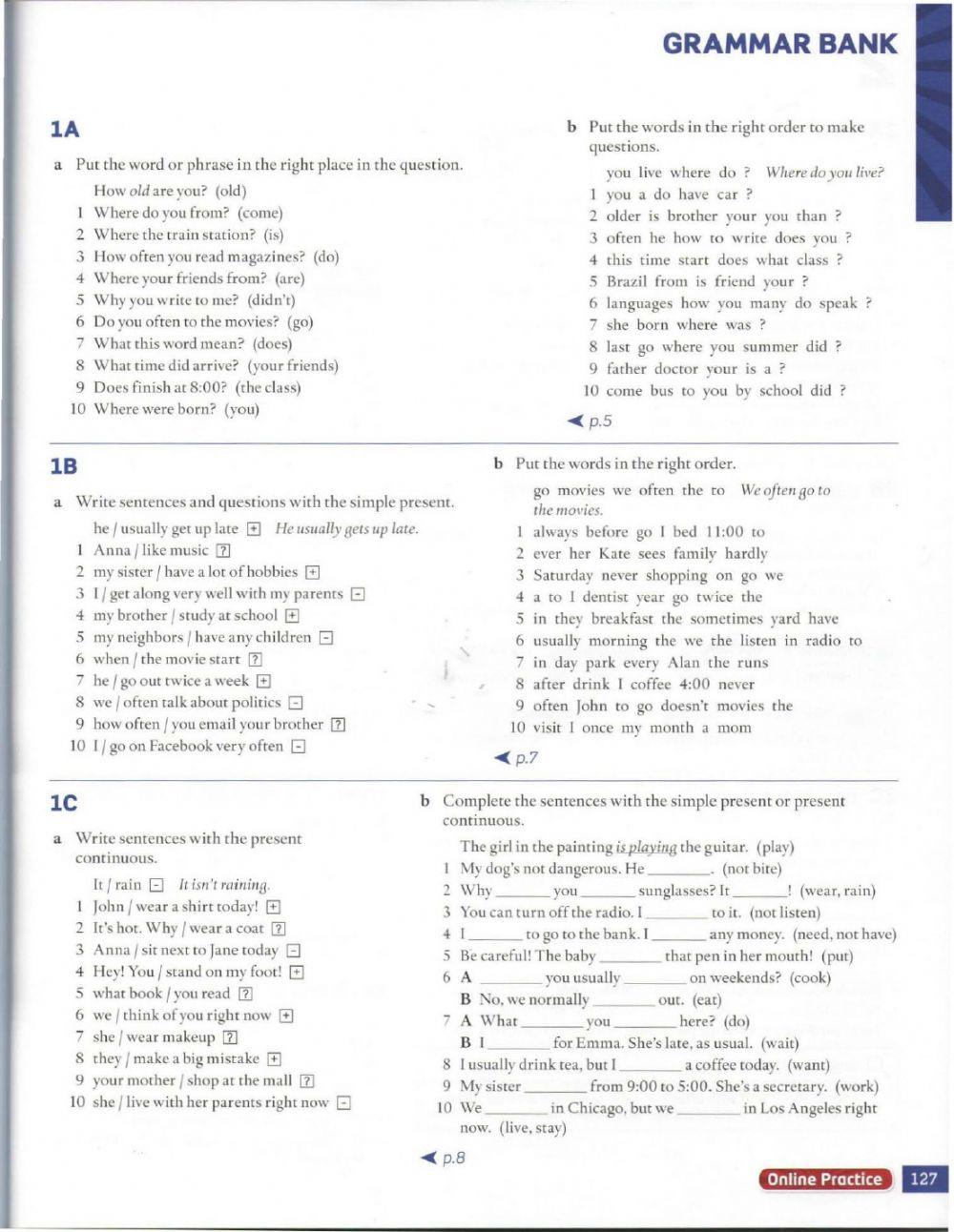 Grammar Bank Units 1-5