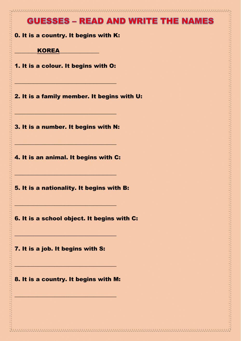 Read and write the words