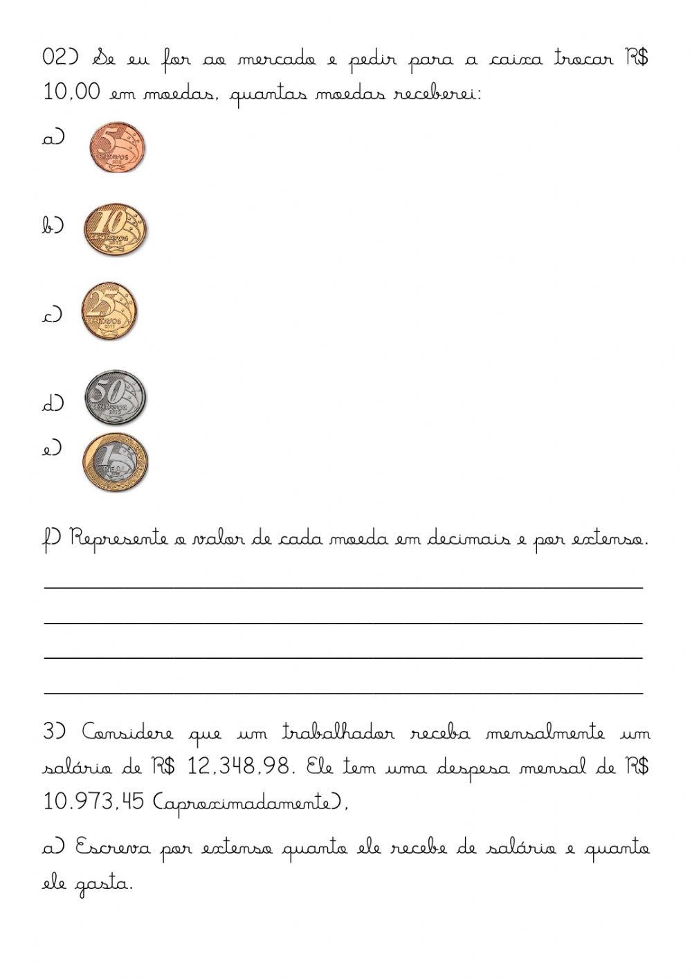 Uso de decimais no Sistema Monetário