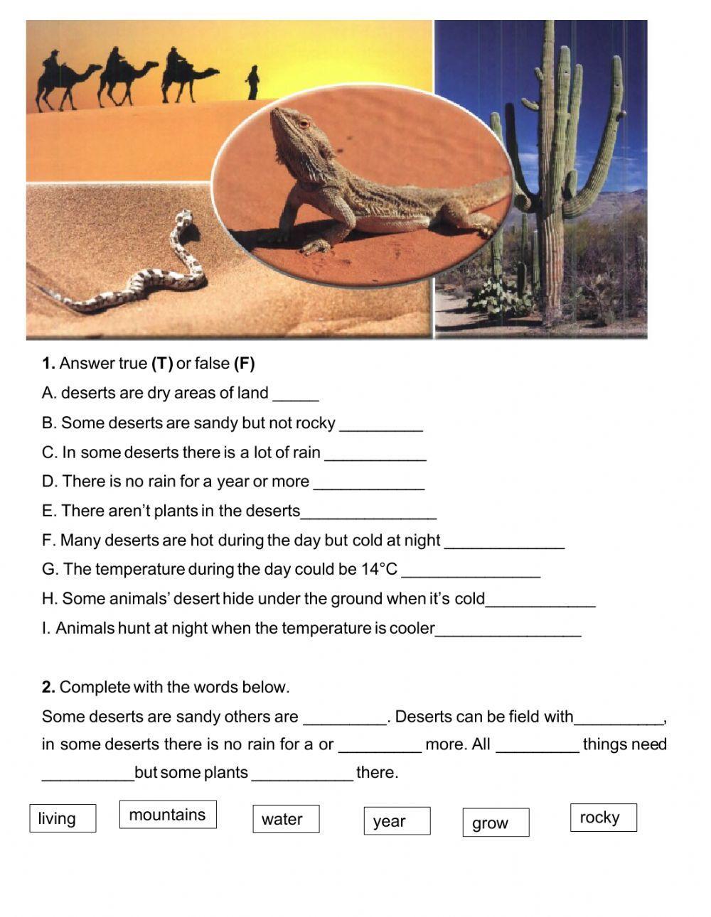Our Planet From Deserts To Grasslands Worksheet Answers 307892 | Deserts | Osmar_David | LiveWorksheets
