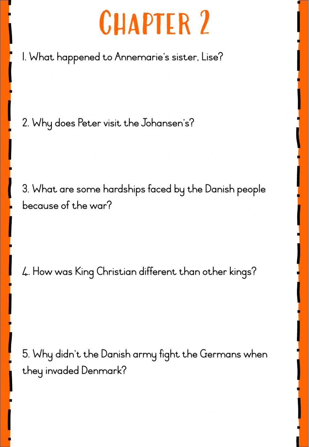 Week 21 - Number the Stars Chapter 1 and 2