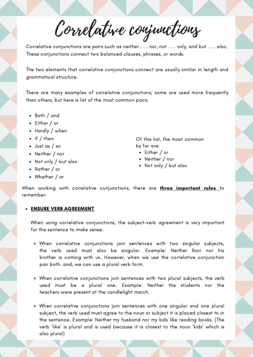 Correlative conjunctions - Explanation