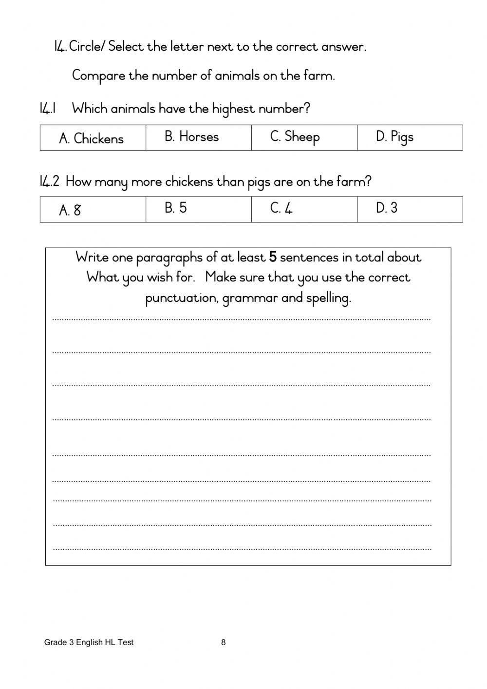 Term 2 English Assessment Task 2 Grade 3